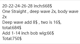 6 wig deal  finally total 750$