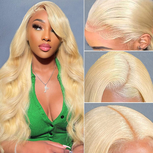 Body Wave #613 Blonde Color Wig Full 13x4 Transparent Frontal Lace Wig Human Hair
