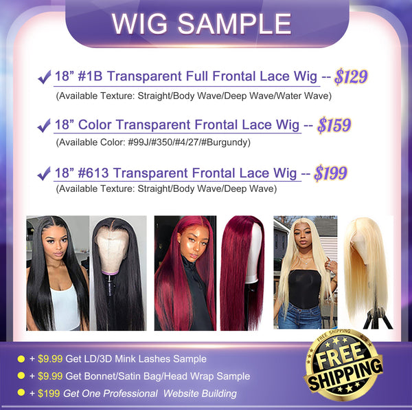 Free Shipping 24 Inch Wig Sample For Transparent Frontal Lace Wig