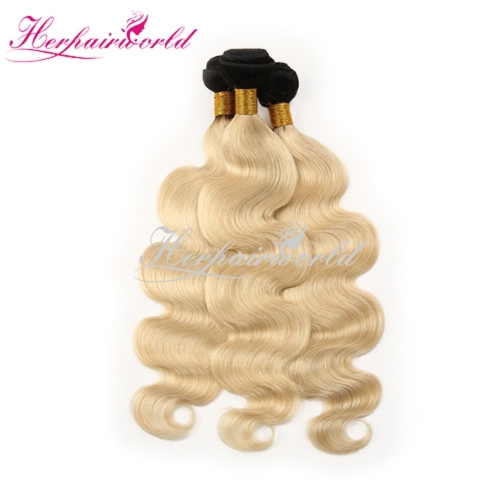 Wholesale Ombre Platinum Blonde #1B/613 Body Wave Hair Bundle(100grams/bundle)