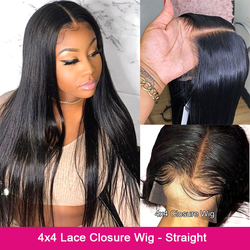 4×4 Lace Closure Wig - Straight(180% Density),Lace Wig