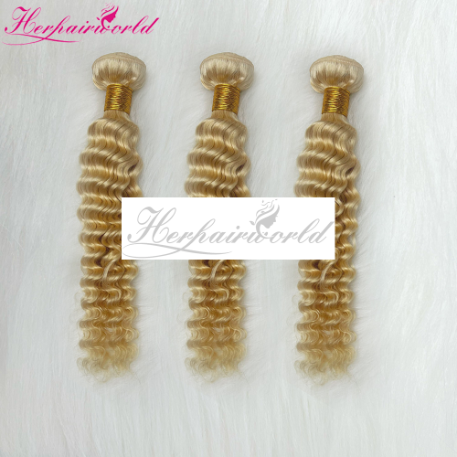 Wholesale Platinum Blonde #613 Deep Wave Hair Bundle(100grams/bundle)