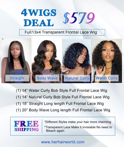 4 Wigs Deal Full 13*4 Transparent Frontal Lace Wig $579